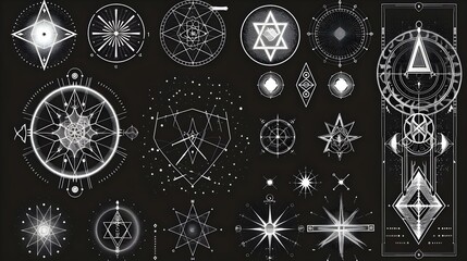 Sacred geometry symbols and elements set