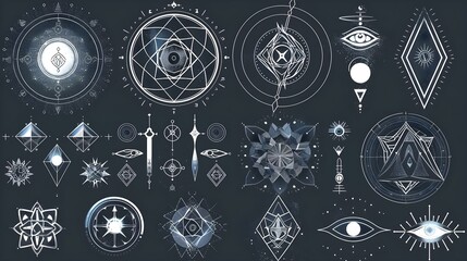 Sacred geometry symbols and elements set