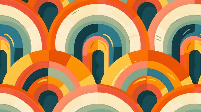 Fototapeta Seamless trendy retro 70s wallpaper texture