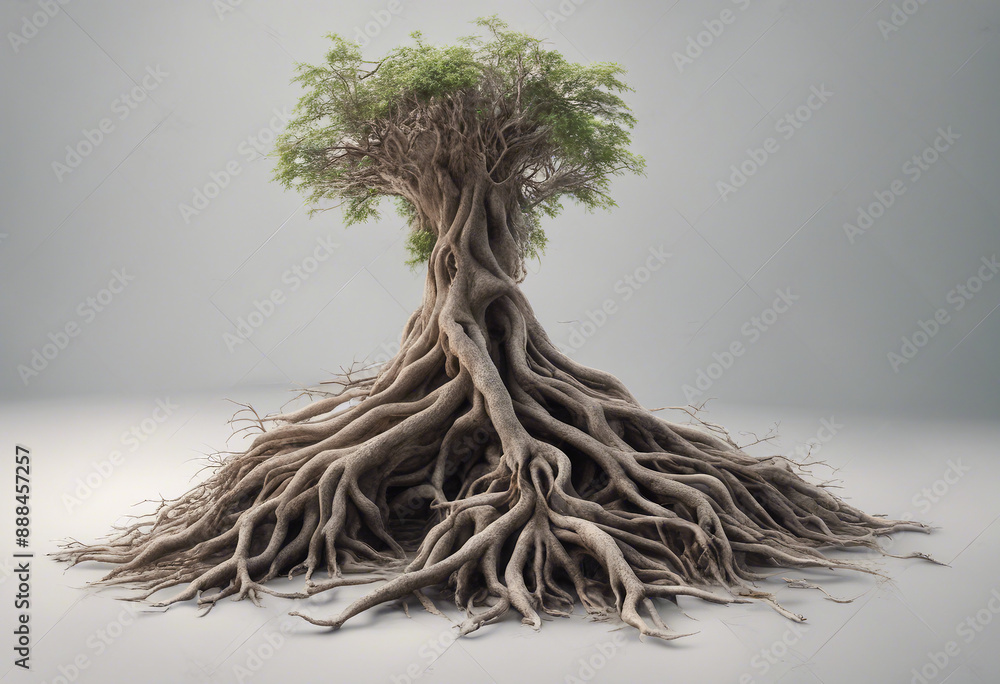 Poster collection of twisted tree roots isolated on a transparent background