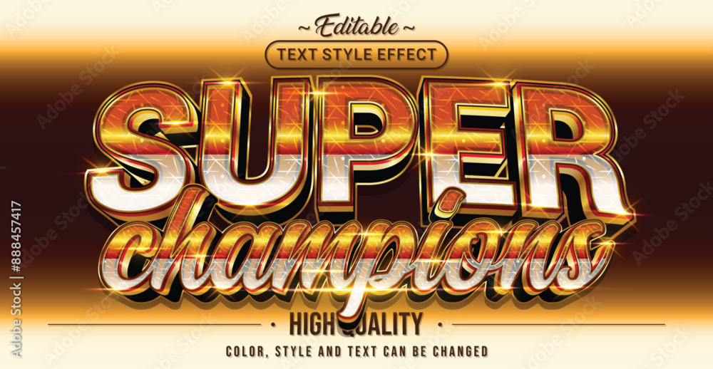 Poster editable text style effect - super champions text style theme.