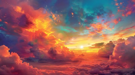 Naklejka premium Colorful clouds in the sky during sunset abstract art
