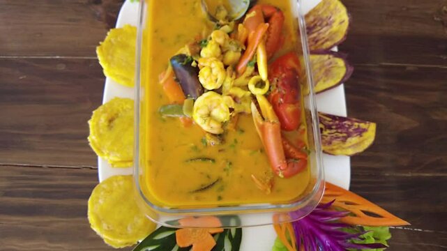 Delicious parihuela Ecuadorian seafood dish