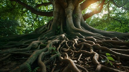 Roots of a tree forming a network