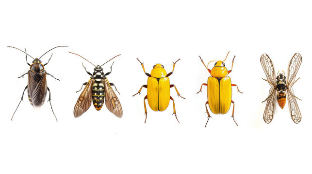 select insects isolated on transparent background with vibrant details