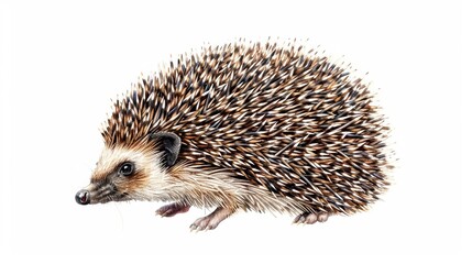 Obraz premium A hedgehog visualized with soft watercolor spines isolate on white background