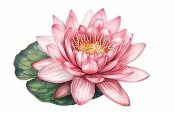 Fototapeta premium A lotus flower with serene watercolor petals isolate on white background