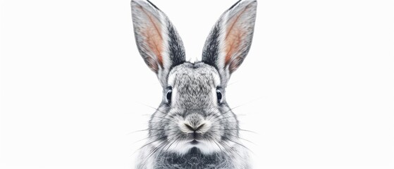 Obraz premium A rabbit visualized with delicate watercolor ears and whiskers isolate on white background