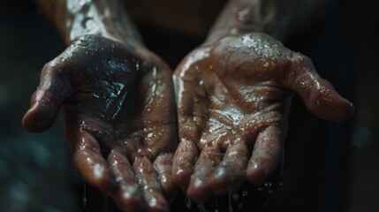 Fototapeta premium hands with water on it generative ai