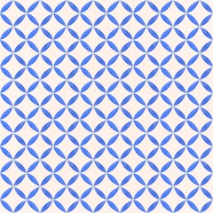 Naklejka premium Seamless pattern of blue geometric shapes on a white background. They are the same size and equally spaced. together throughout the picture