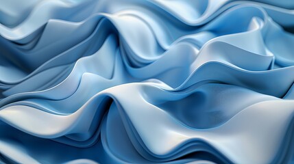 Fototapeta premium Abstract modern blue background rendered in 3D featuring folded ribbons in macro with layers and ruffles