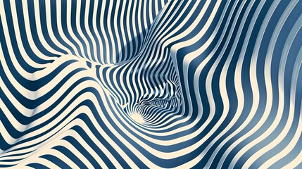Abstract optical illusion distorted wave design with horizontal stripes in vector format