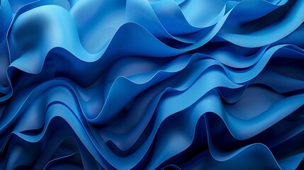 Fototapeta premium Abstract modern blue background rendered in 3D featuring folded ribbons in macro with layers and ruffles