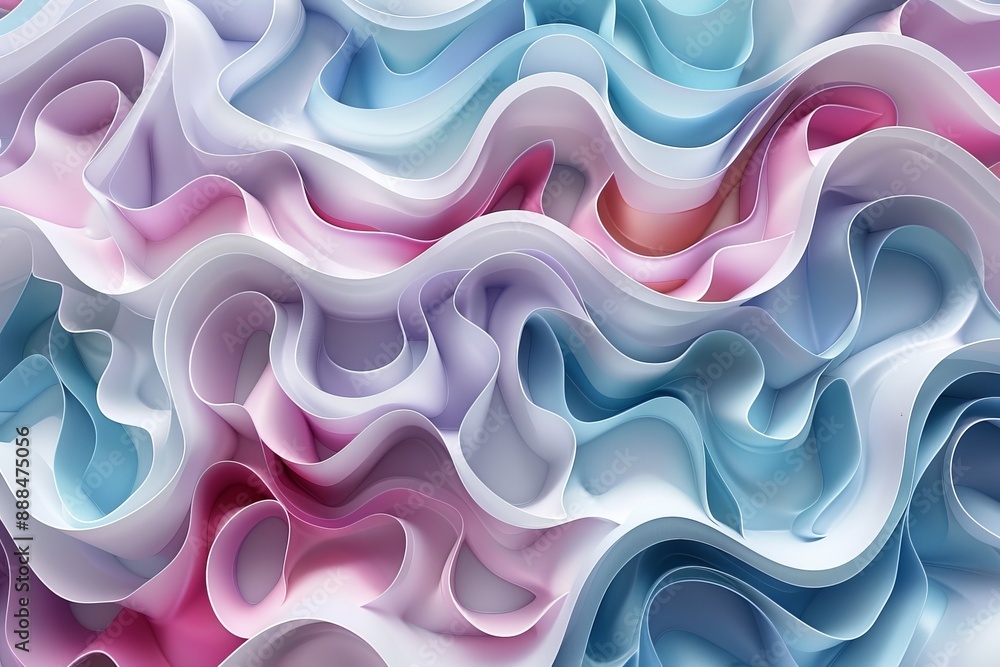 Poster abstract flowing fabric in pastel colors creating a soft and dreamy artistic piece with fluid motion