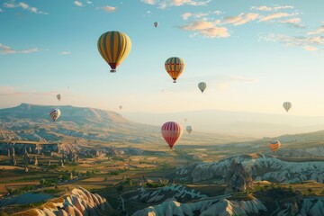 Obraz premium Hot Air Balloons Over Cappadocia at Sunrise