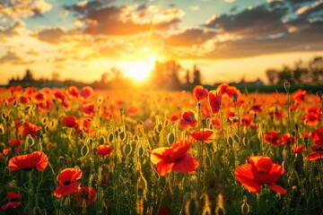 Poppy Field Sunset