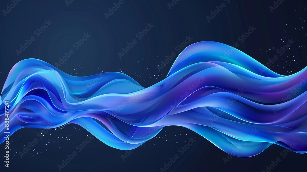Poster blue abstract fluid wave design with gradient 3d flow shape suitable for landing pages vector illust