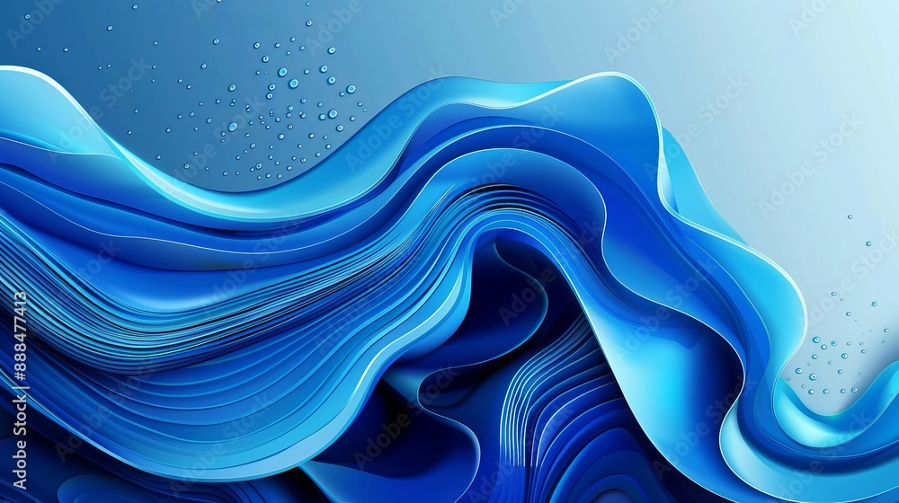 Poster blue abstract fluid wave design with gradient 3d flow shape suitable for landing pages vector illust