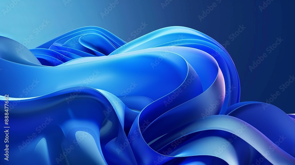 Poster blue abstract fluid wave design with gradient 3d flow shape suitable for landing pages vector illust
