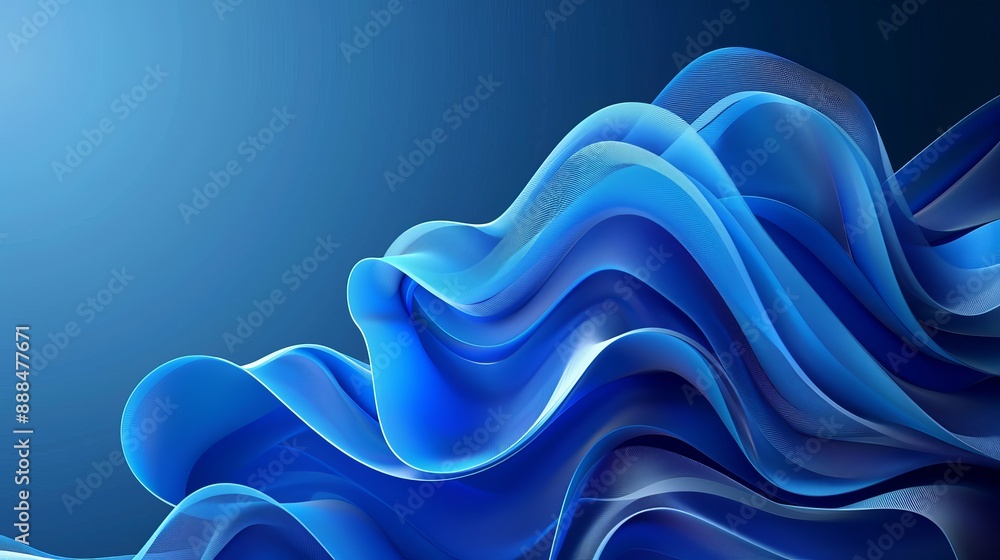 Poster blue abstract fluid wave design with gradient 3d flow shape suitable for landing pages vector illust
