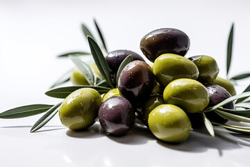 Olives on white background
