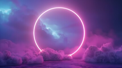 3D render of abstract minimal background with pink and blue neon lights