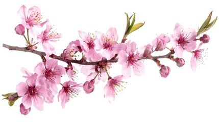 Naklejka premium Pink Sakura branch on white background
