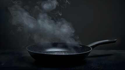 Black pan with smoke for cooking or Halloween themed