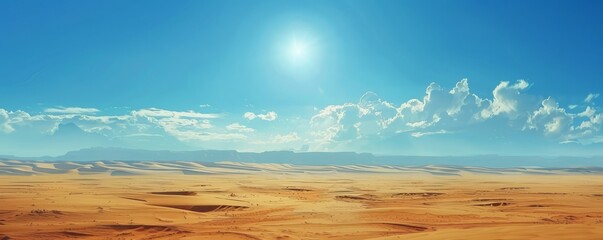 Obraz premium A vast desert dune field under a blazing sun.
