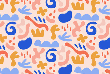 abstract shapes organic pattern pink background simple cute seamless vector art