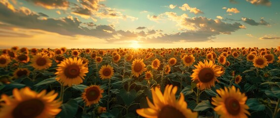 Fototapeta premium Sunflowers at Sunset