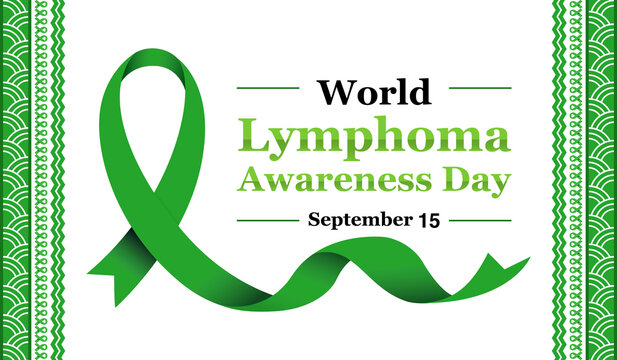 A poster with green ribbon and the word "World Lymphoma Awareness Day" written on it. Social media post for World Lymphoma Awareness Day with Green Creative borders.
