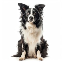 Close up pet portrait isolated dog and cat, white background, pating front portrait, AI generative 