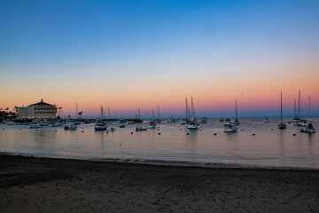 Beautiful coastline and harbor shot during a sunset.