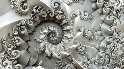 Intricate fractal design with spirals and flowers