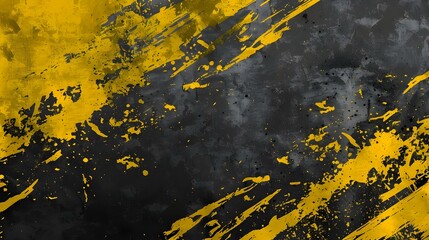 Black and Yellow abstract background with grunge text