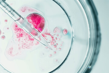 Close-up of in vitro fertilization process with vivid colors