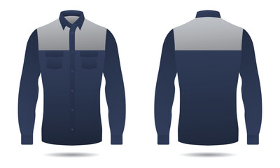 Long sleeve button up shirt mockup front and back view