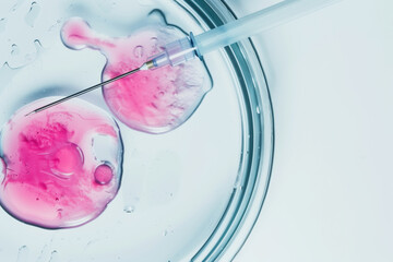 Close-up of in vitro fertilization process with vivid colors