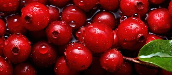 Close-Up of Dewy Red Cranberries