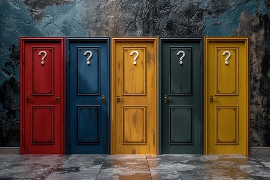 Doorway of Colored Question Marks