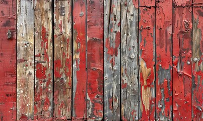 Weathered red wood planks