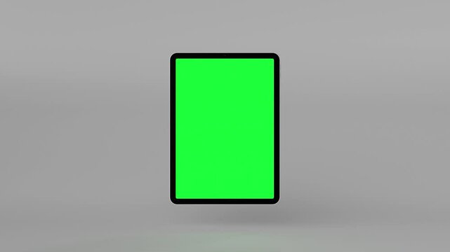 Tablet computer rotation animation with green screen. Animated modern devices with green screen mockups on white background