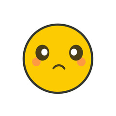 Emoji sad emoticon isolated on white background.