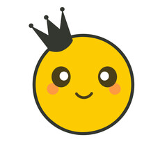Emoji emoticon with a crown on his head isolated on a white background.