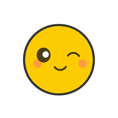 Emoji emoticon winking isolated on white background.