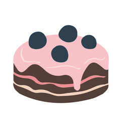 Birthday cake with creamy layers. Ideal for invitations, cards and holiday decor.