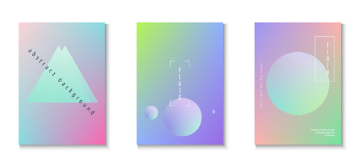 Abstract Design. Vibrant Poster. Minimal Shape. Blue Holographic Set. Multyplying Neon Template. Fluorescent Hologram Banner. 3d Background. Purple Abstract Design