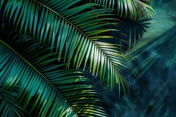 This stunning 4K image captures the beauty of nature's textures, showcasing a tropical palm leaf's intricate details and its interplay with shadows.