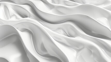 White abstract liquid wavy background rendered in 3D for illustration purposes